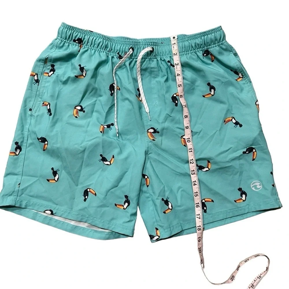 Ocean Current Men XL Swim Board Shorts Fast Dry Trunks Teal Blue Hawaiian Bird